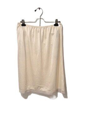 Vintage Edward Saykaly Cream Half Slip Triacetate Nylon Lace Hem Romantic Femine